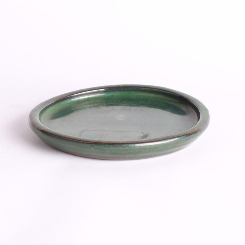 Podmiska malá okrúhla, 14x14x1,5cm, zelená, glazúrovaná