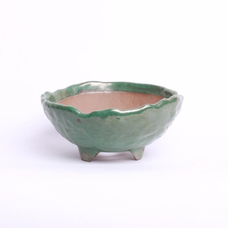 Miska atypická Kusamono, 16x16x6,5cm, zelená, glazúrovaná 